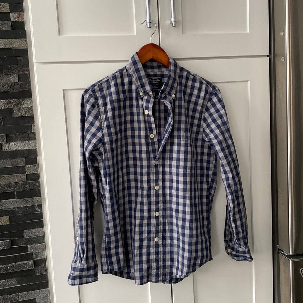 Abercrombie and Fitch loose fit, blue checkered shirt